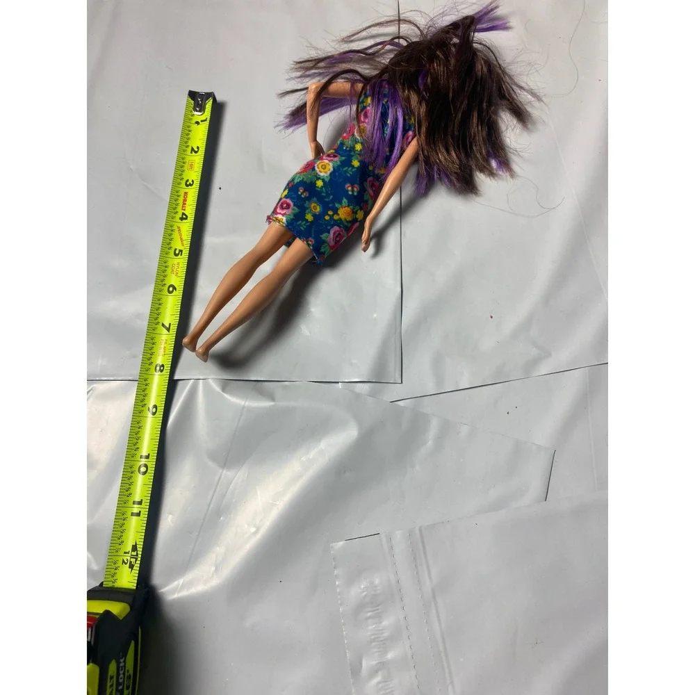 Mattel Barbie Doll Brown Purple Hair Blue Floral Dress 11.5 Inch Fashion Toy